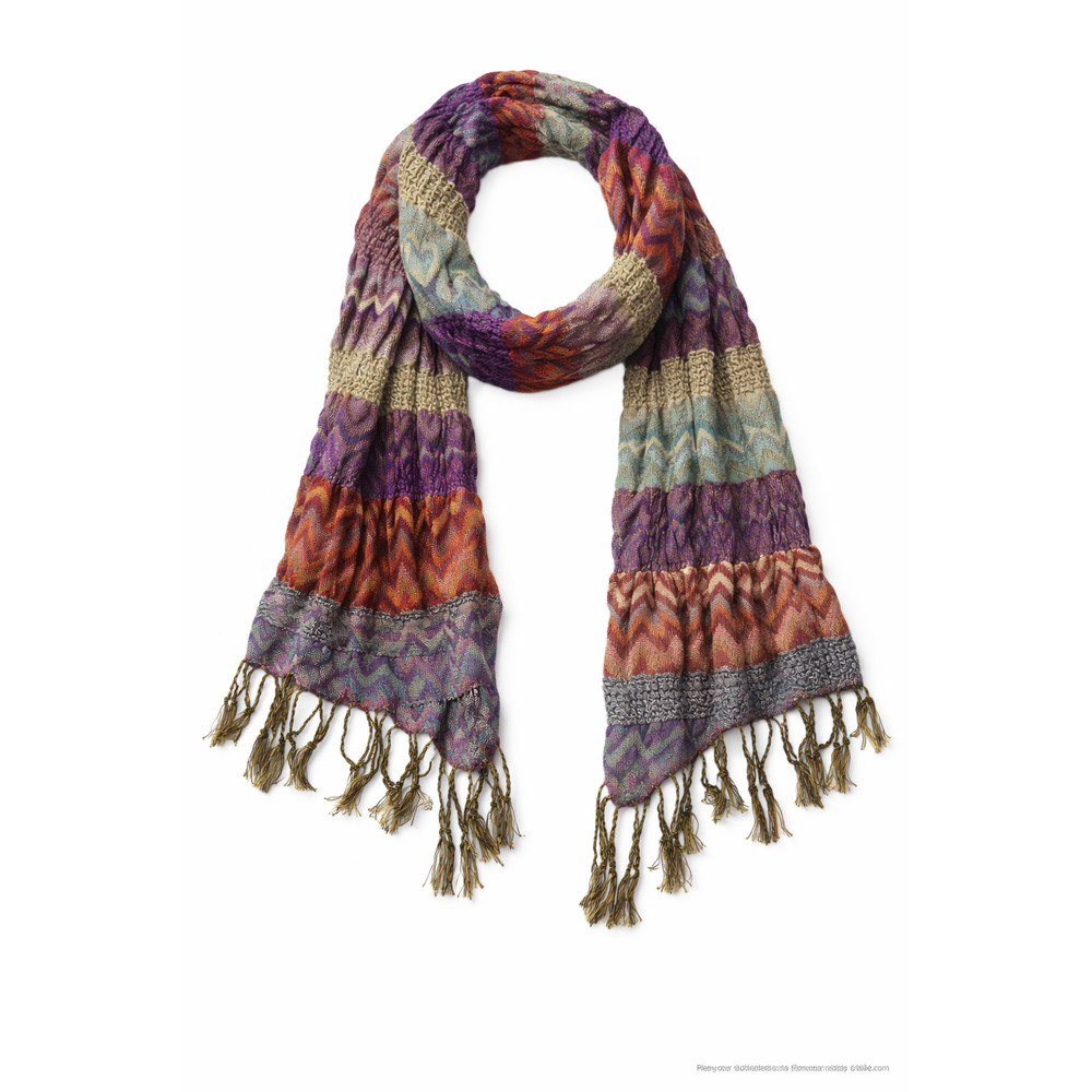 Boho Patchwork Crinkle Scarf Fringe Tassel Festival Jewel Tone Statement Wrap